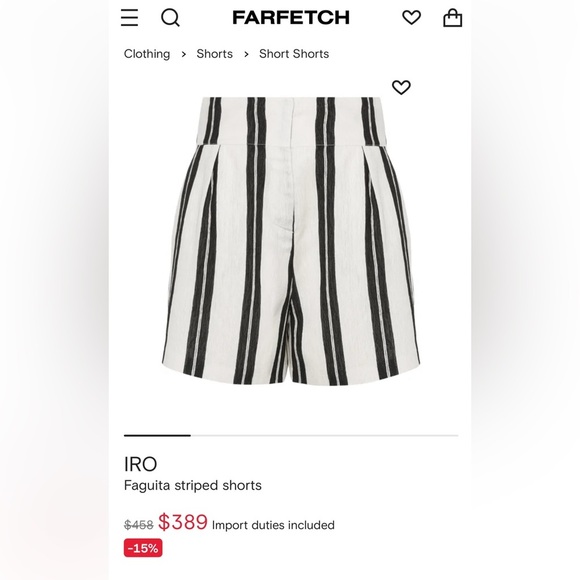 IRO Paris Faguita Striped Shorts High - Waisted Casual Blk/White Size 36 - Picture 11 of 12